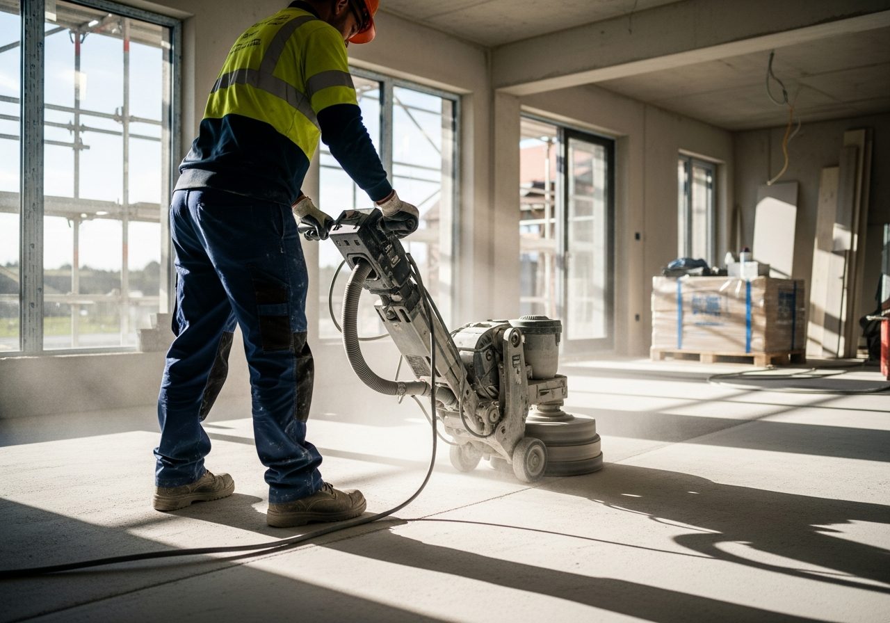 Reign G&C polishing a concrete floor in Albury