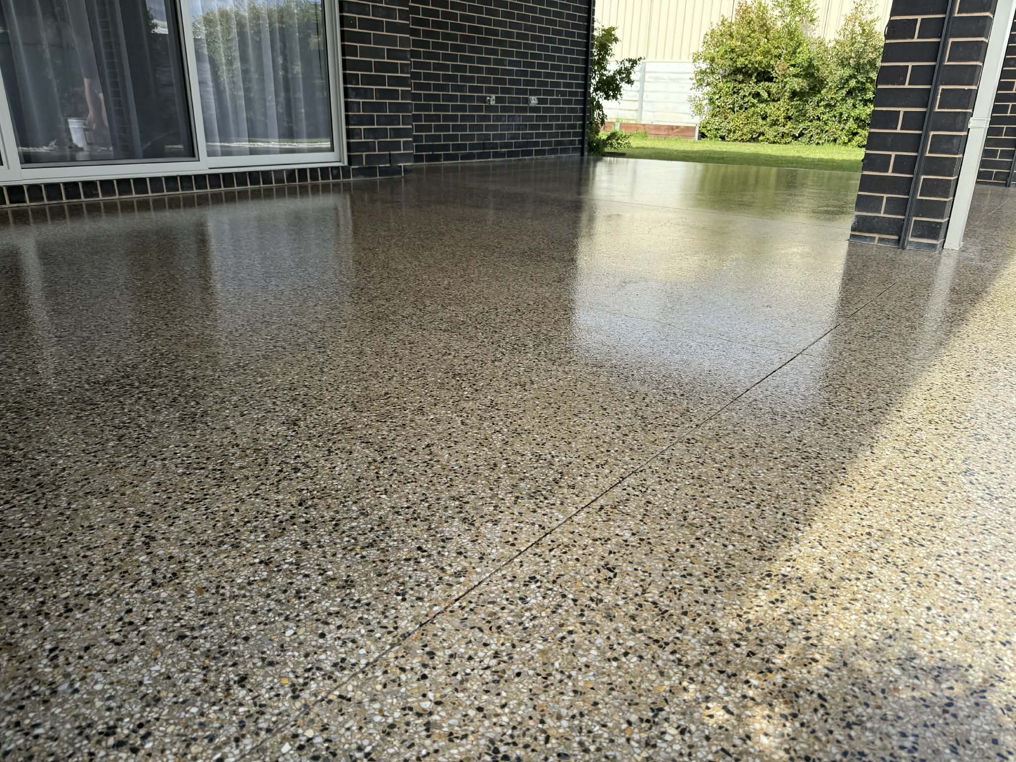 Polished concrete outdoor patio